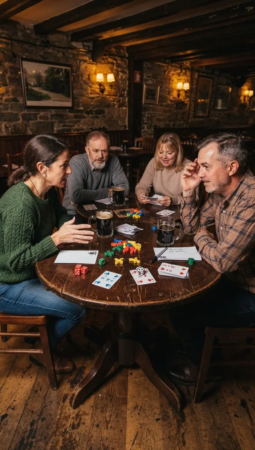 Community members engaging in a social deduction game night.